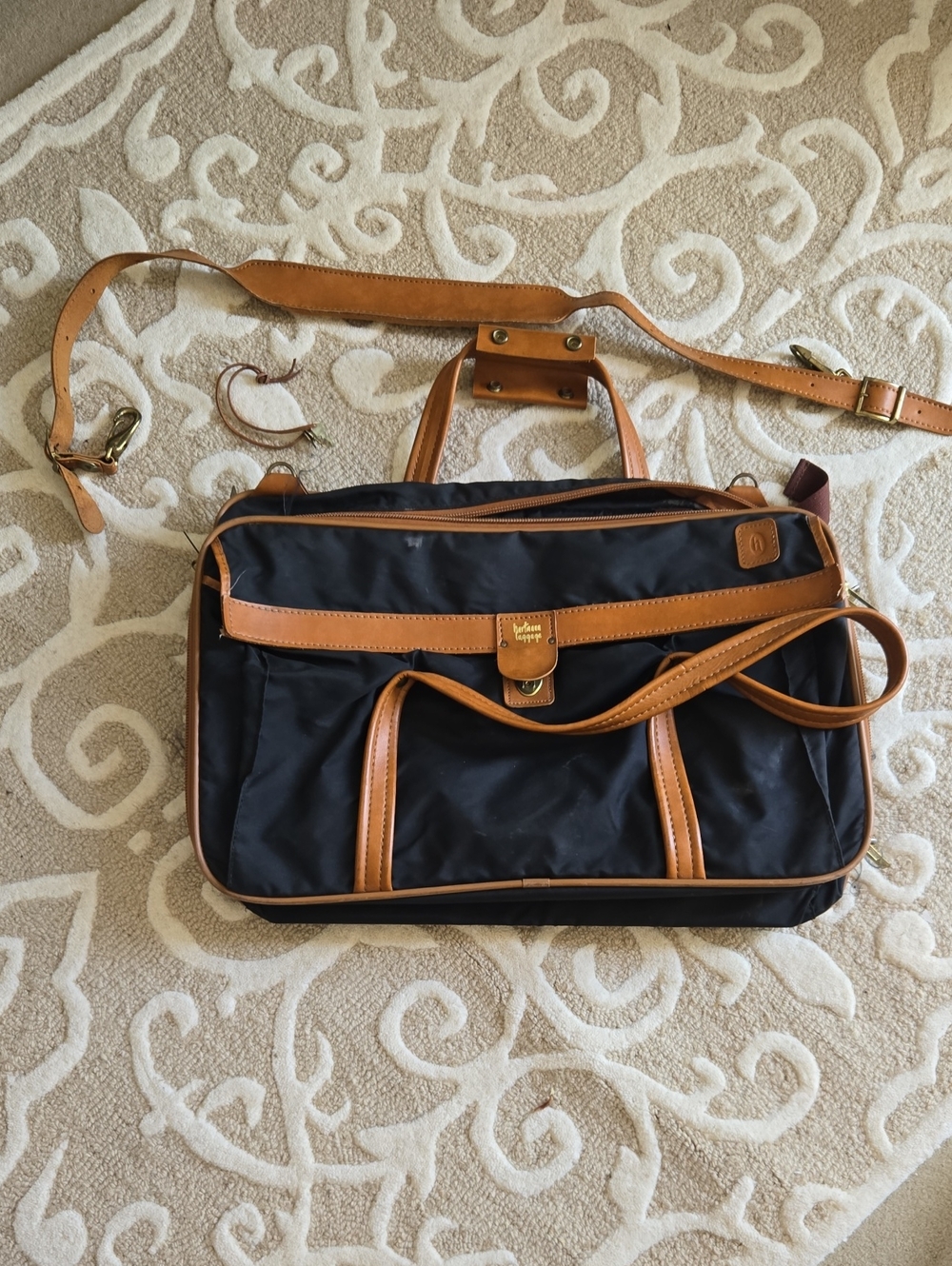 Hartmann Luggage Black Nylon Weekender Bag.